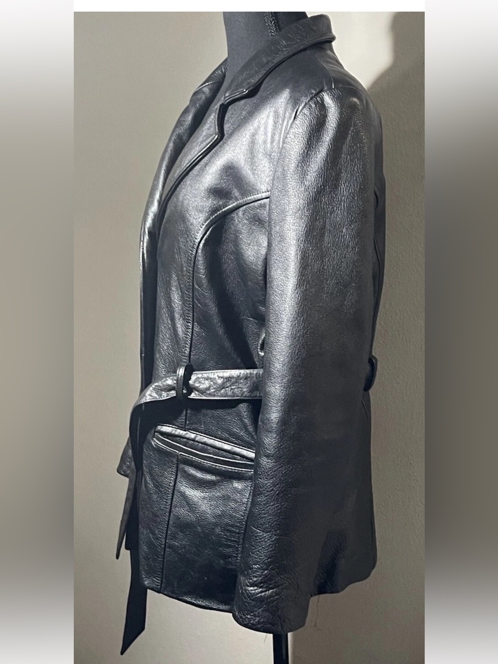 Wilsons Thinsulate Ultra Women Medium Black Leather Jacket Coat Belted Insulated - Picture 6 of 14
